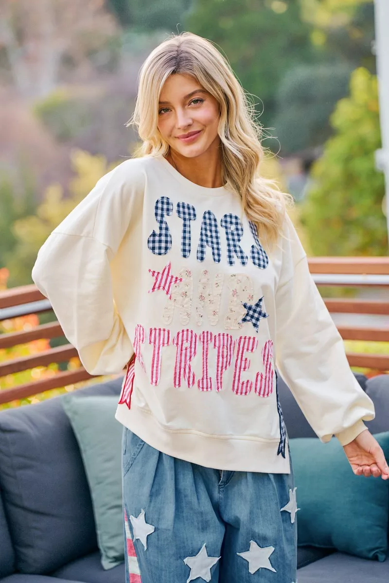 BiBi 4th Of July Stars And Stripes Patches Sweatshirt, image 17