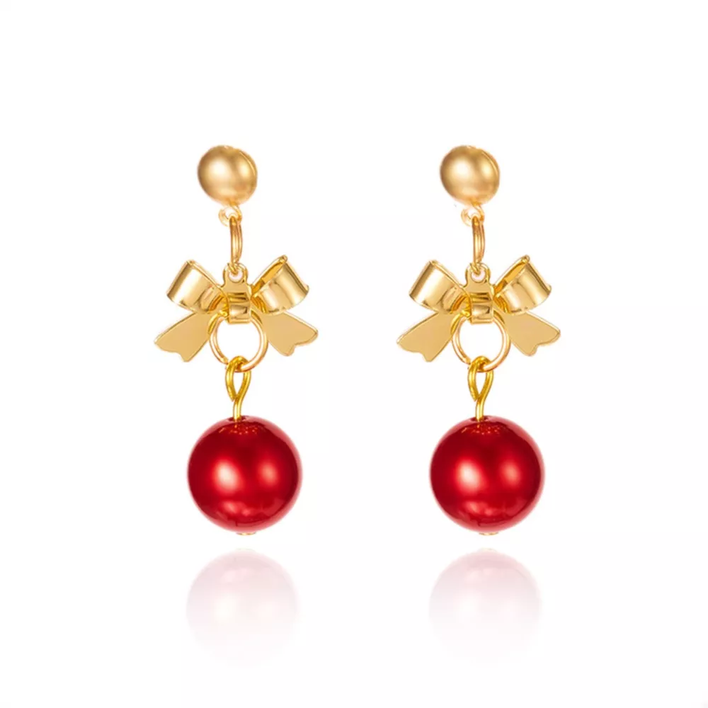 Christmas 18K Gold-Plated Ball Drop Earrings, image 7