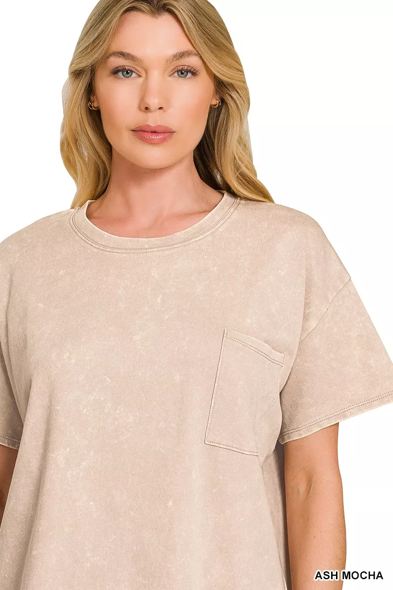 French Terry Acid Washed Relaxed Top & Short Set, image 6