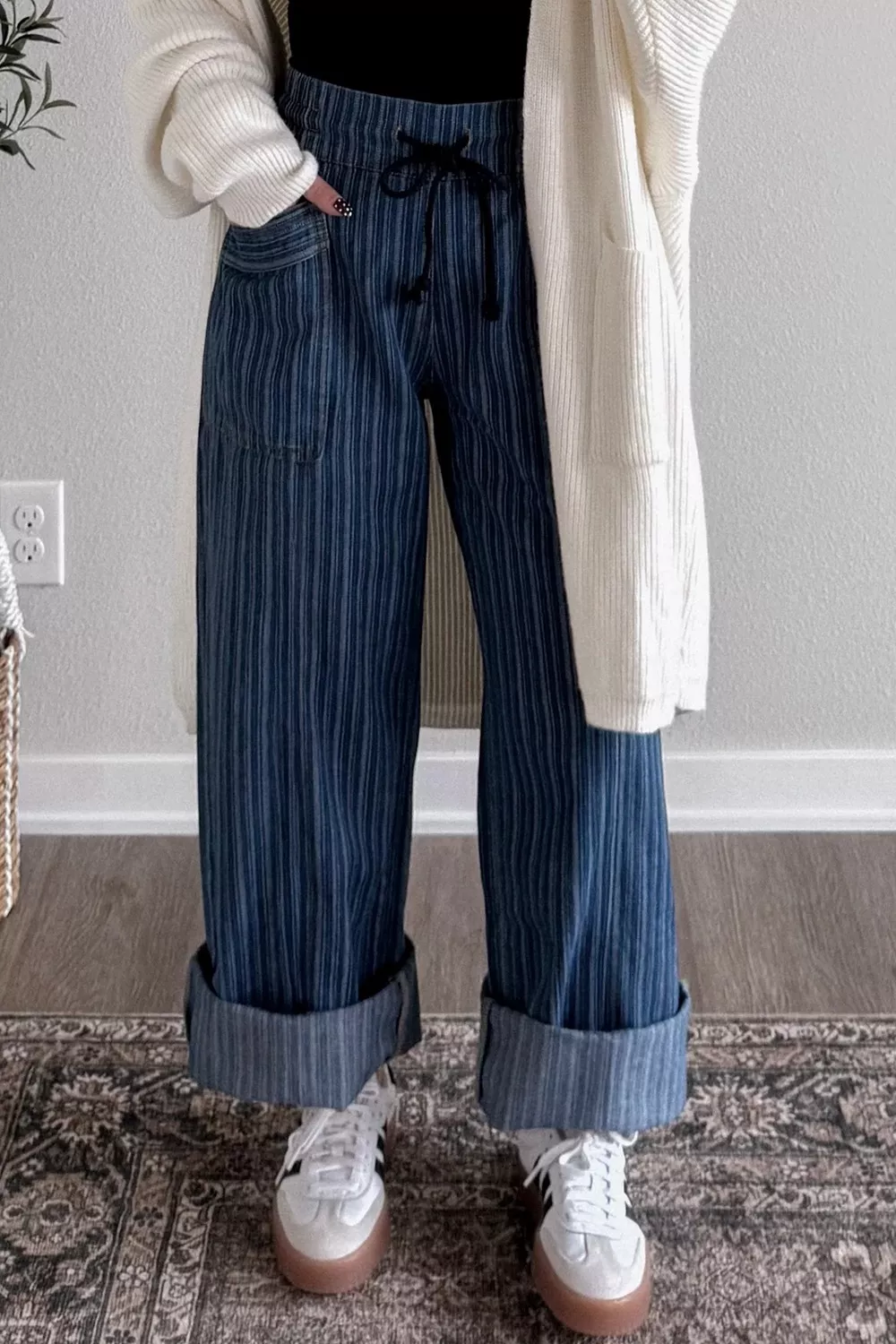 Striped Wide-Leg Jeans, image 3