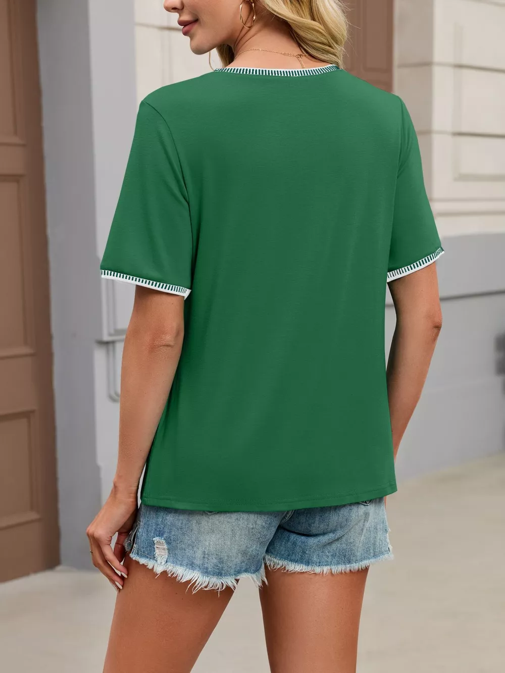 Contrast Trim Short Sleeve T-Shirt, image 6