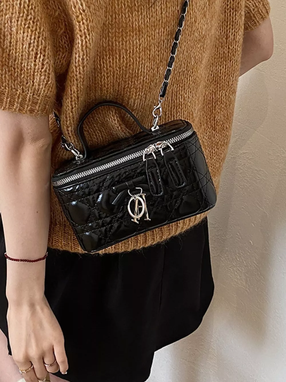 Top Handle PU Leather Crossbody Bag, image 4