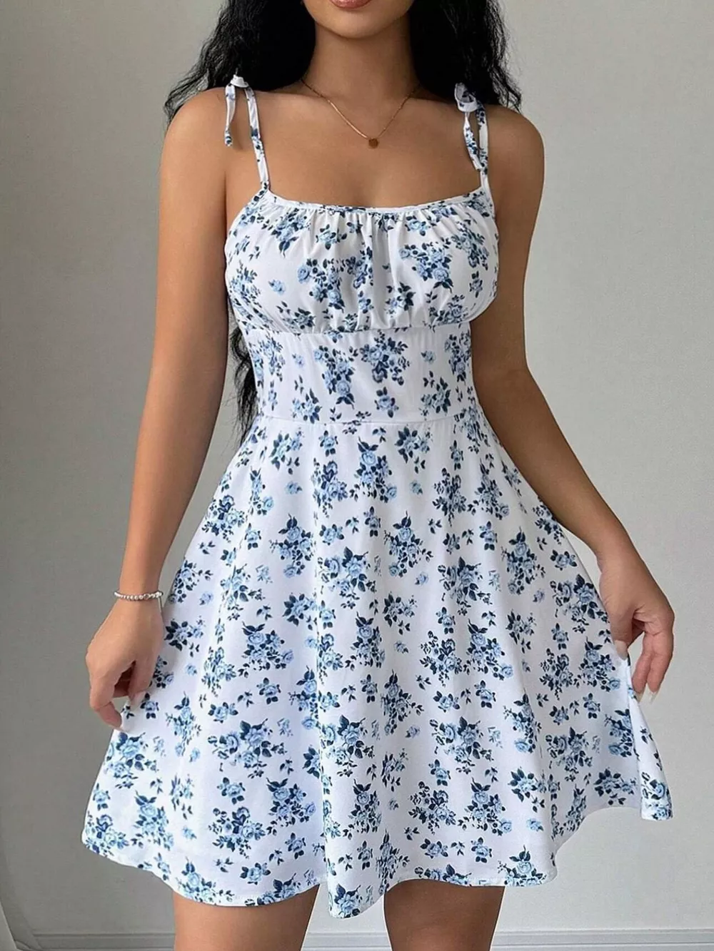 Floral Print Spaghetti Strap A-Line Mini Dress, image 2