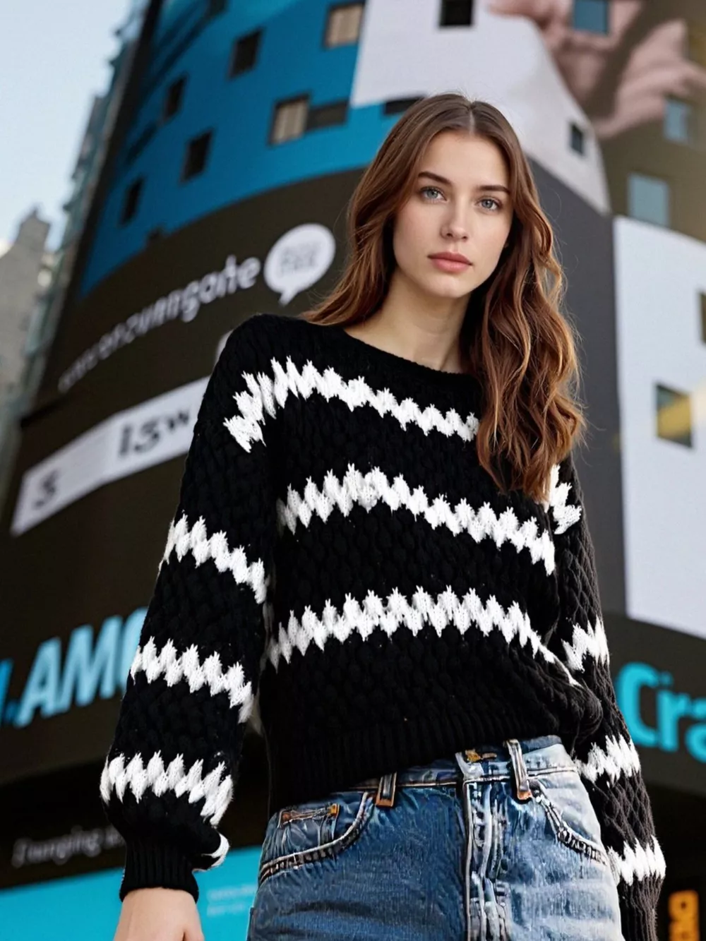 Striped Round Neck Dropped Shoulder Sweater, image 5