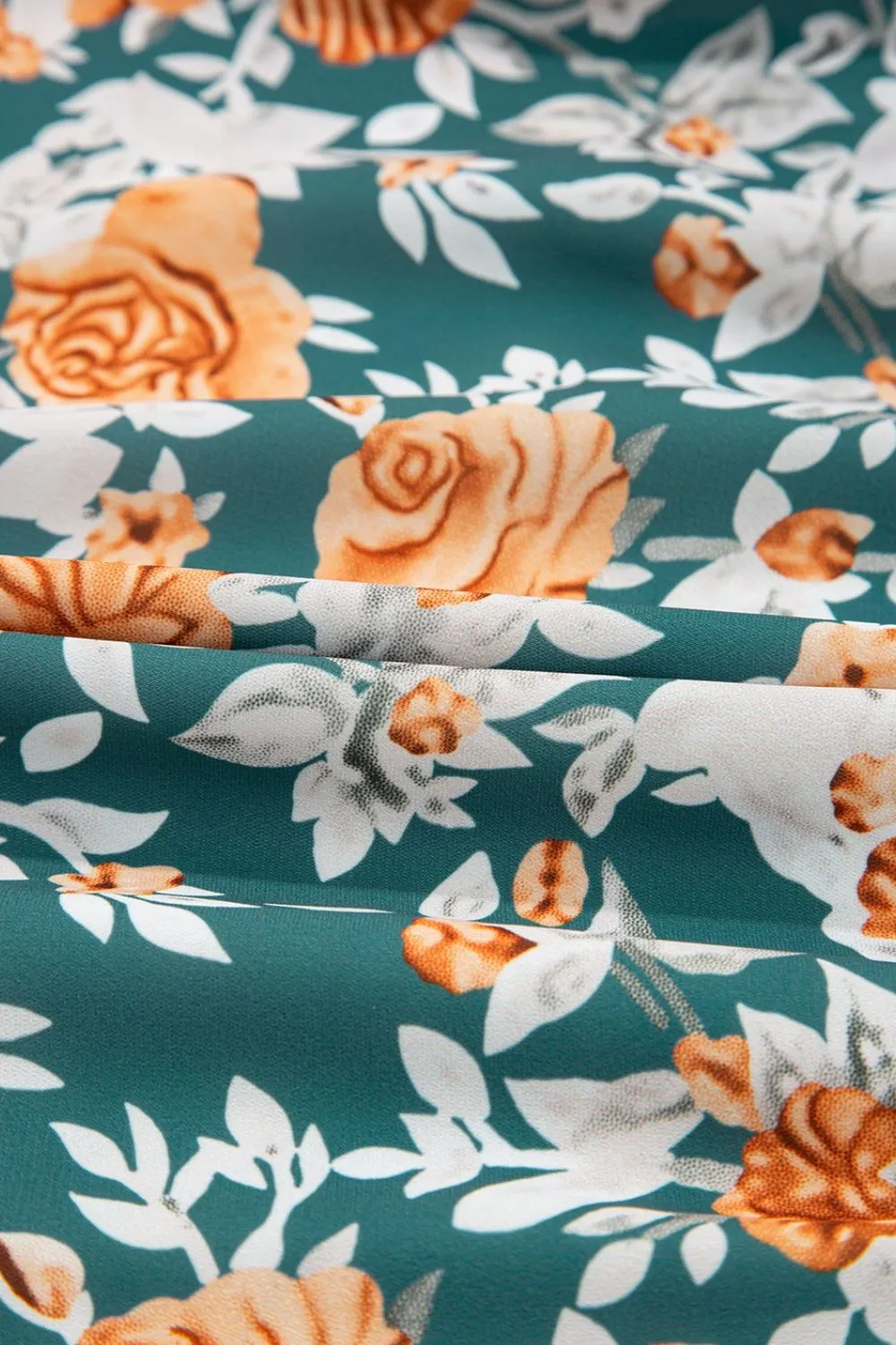 Floral Print Trimmed V Neck Tie Waist Sleeveless Dress, image 5