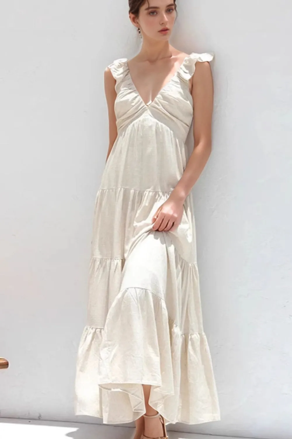 Ruffled V-Neck Tiered Dress, image 7