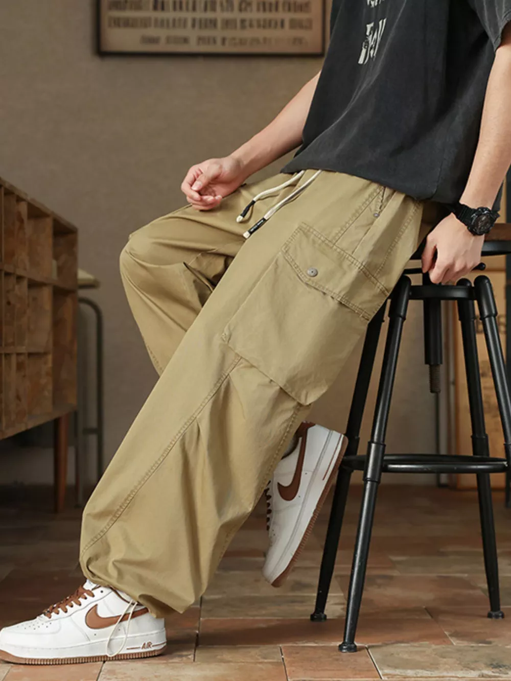 Men's Plus Size Casual Loose Fit Cargo Pants, image 2