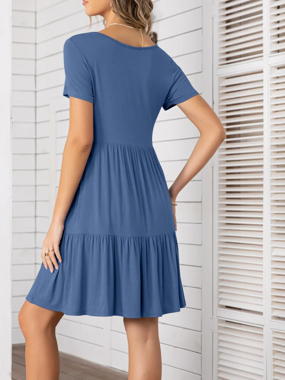 Round Neck Short Sleeve Mini Tee Dress, image 14