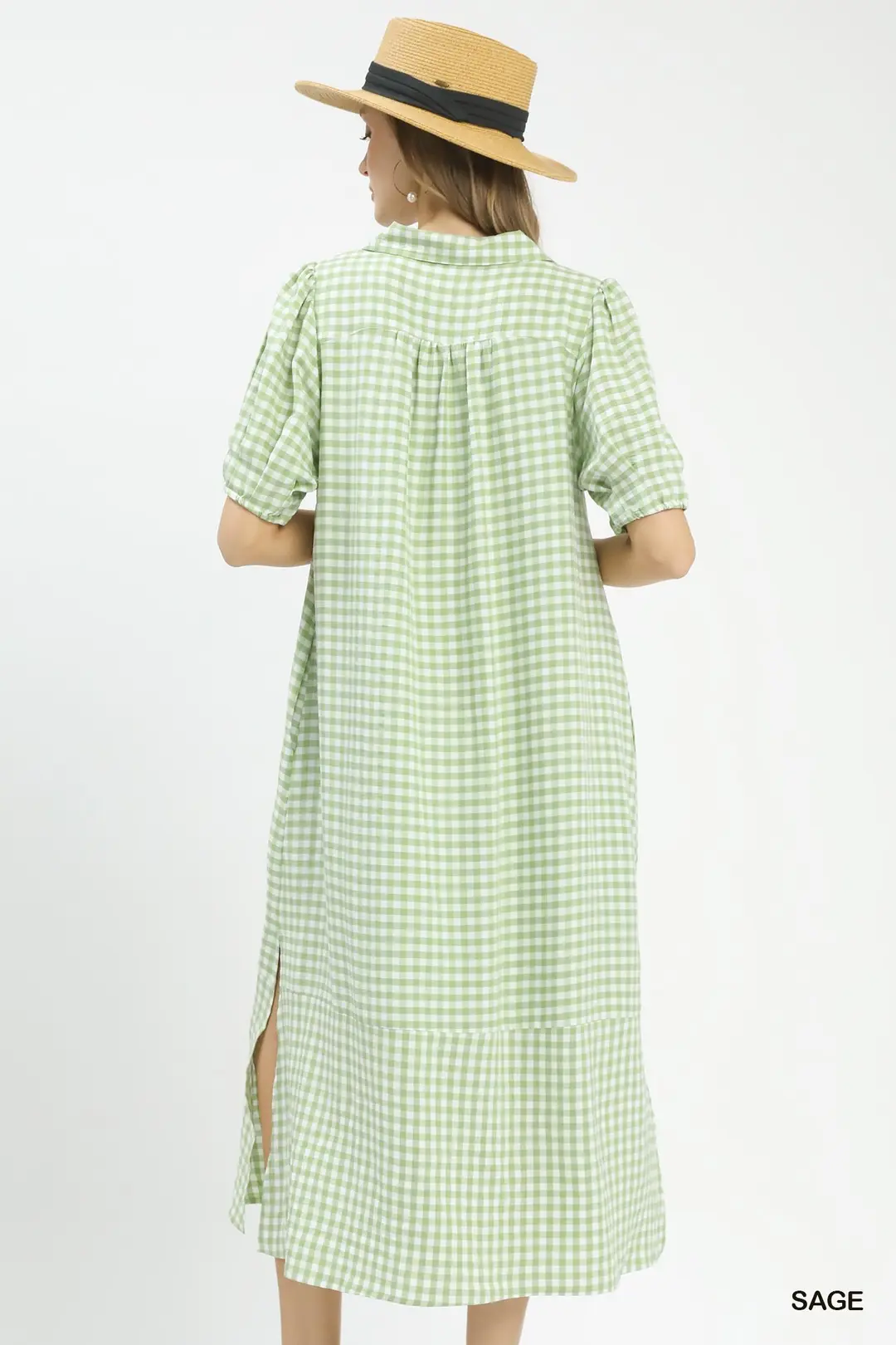 Gingham Midi Dress with Side Pockets, image 3