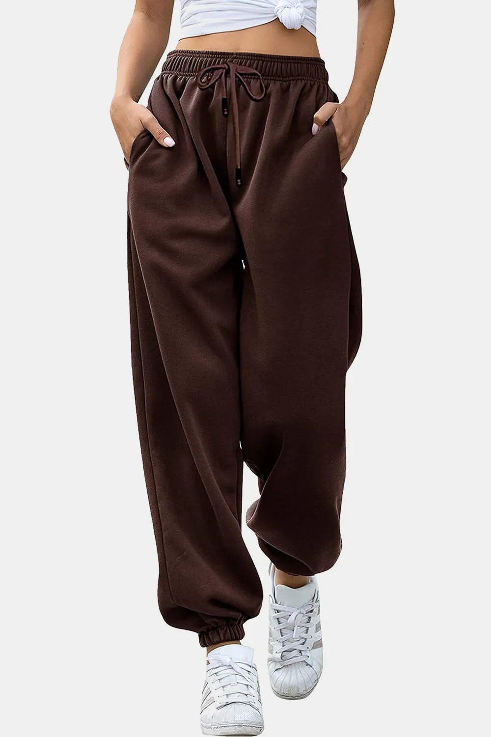 Elastic Waist Joggers with Pockets, image 23