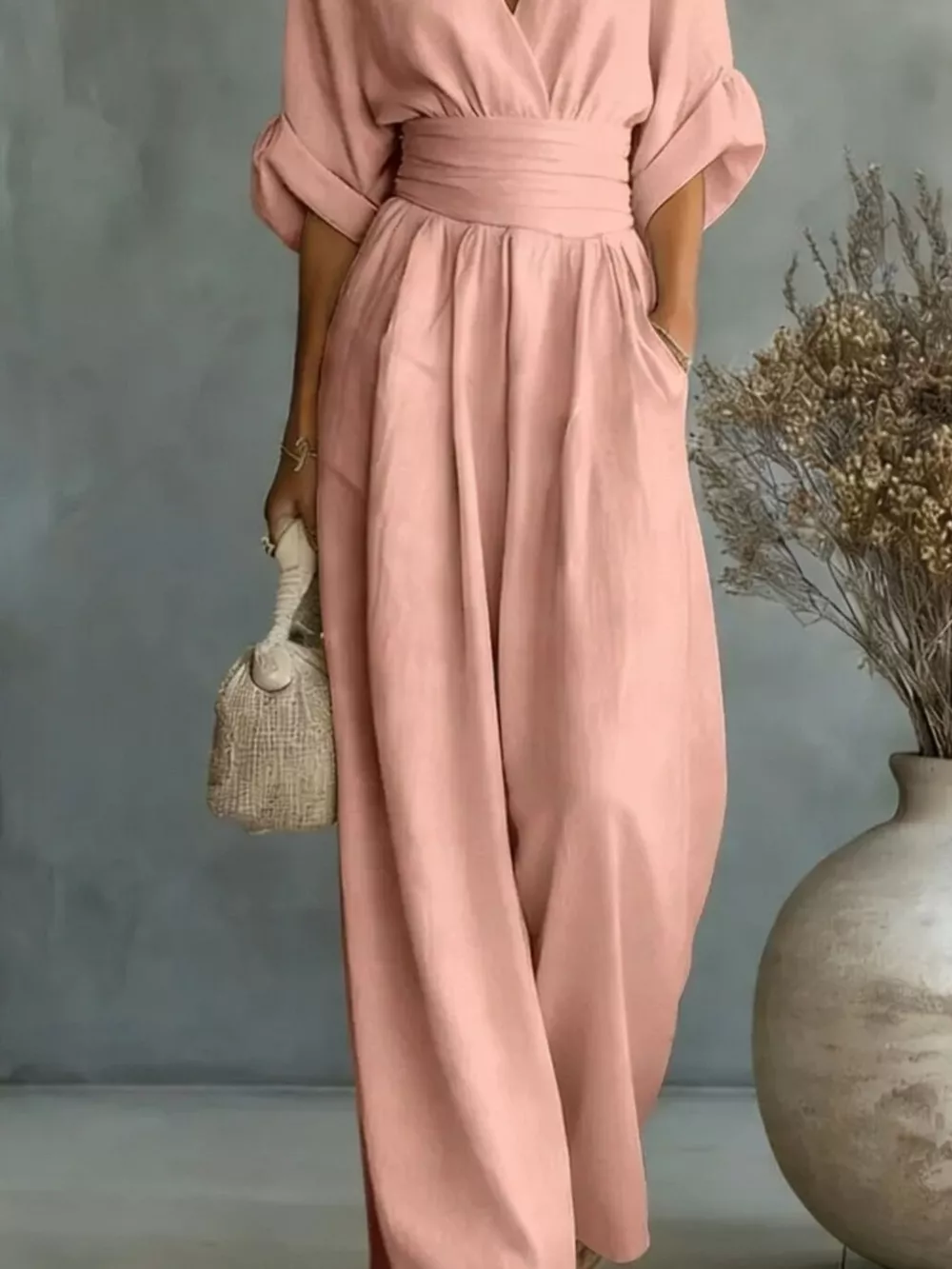 Full Size Half Sleeve Wide-Leg Jumpsuit Plus Size, image 9