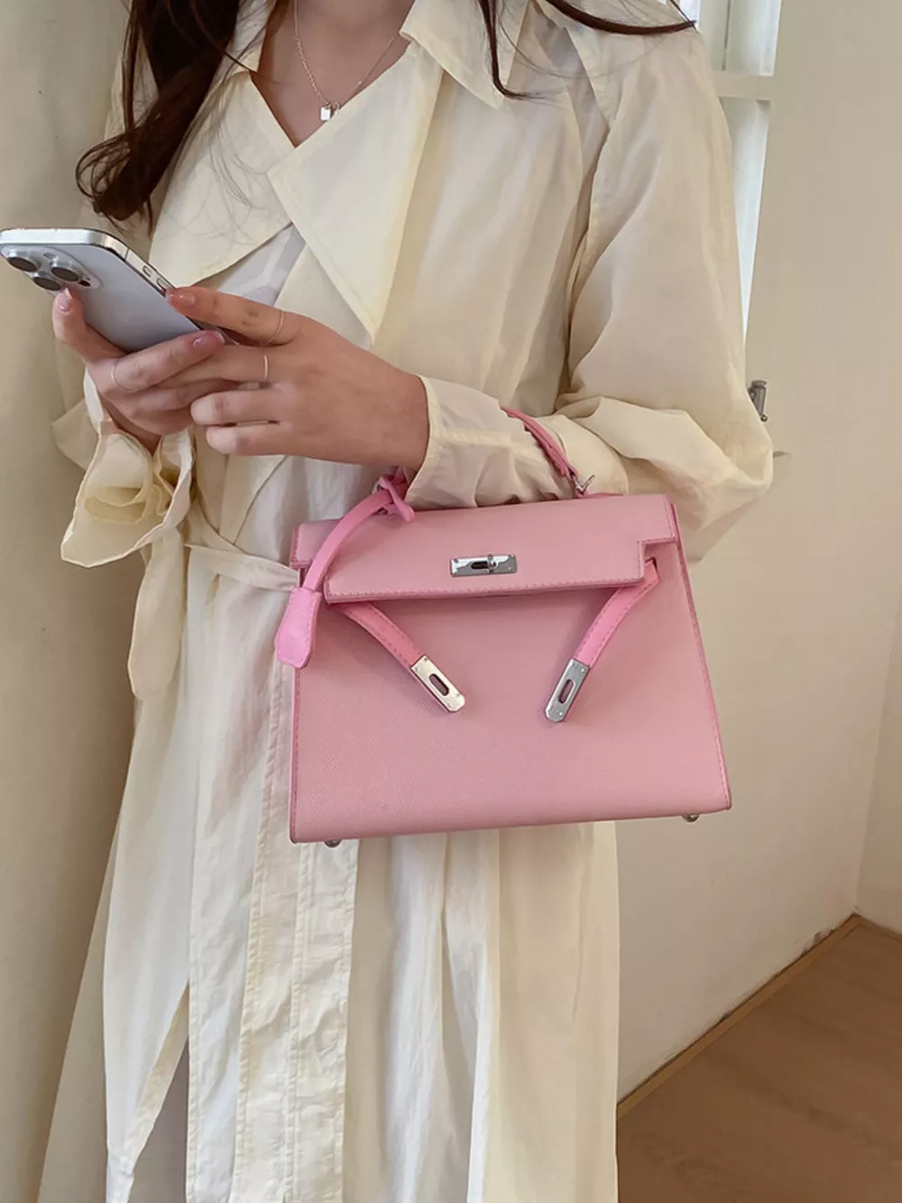 Contrast Trimmed Top-Handle Crossbody Bag, image 6