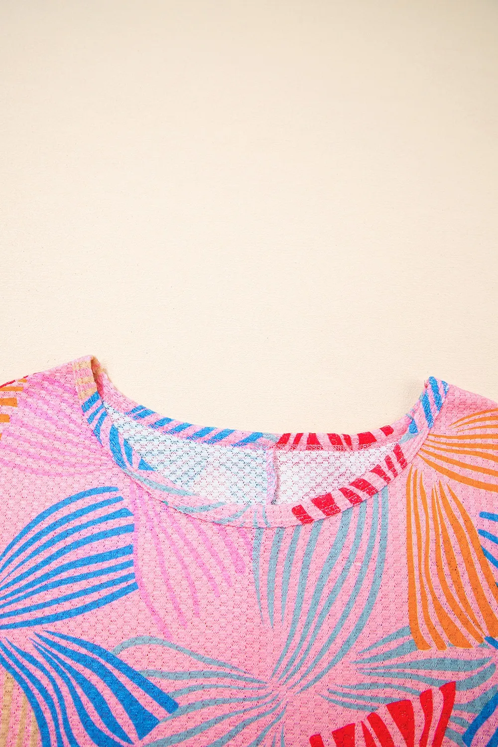 Printed Waffle Knit Oversized T-Shirt, image 3