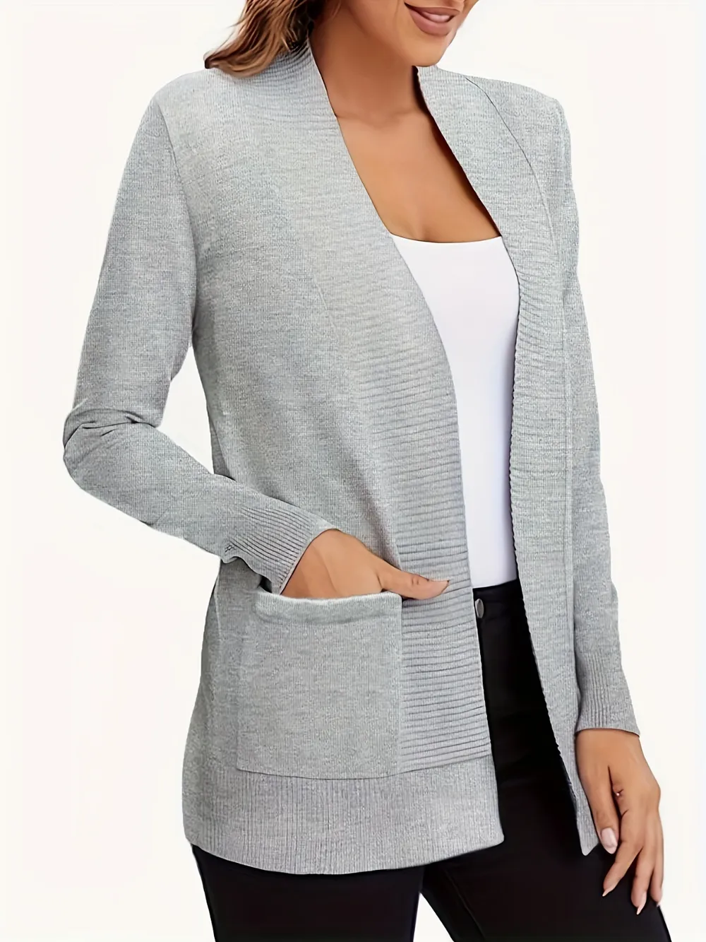 Open Front Long Sleeve Sweater Cardigan, image 23