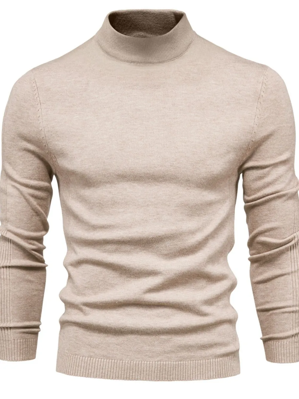 Men's Mock Neck Long Sleeve Sweater, image 8