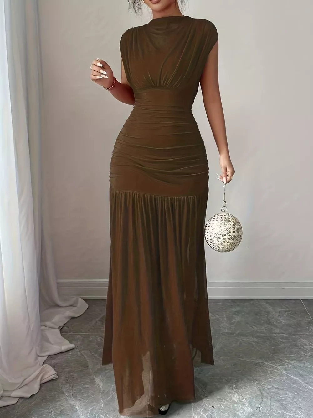 Ruched Bodycon Maxi Dress, image 3
