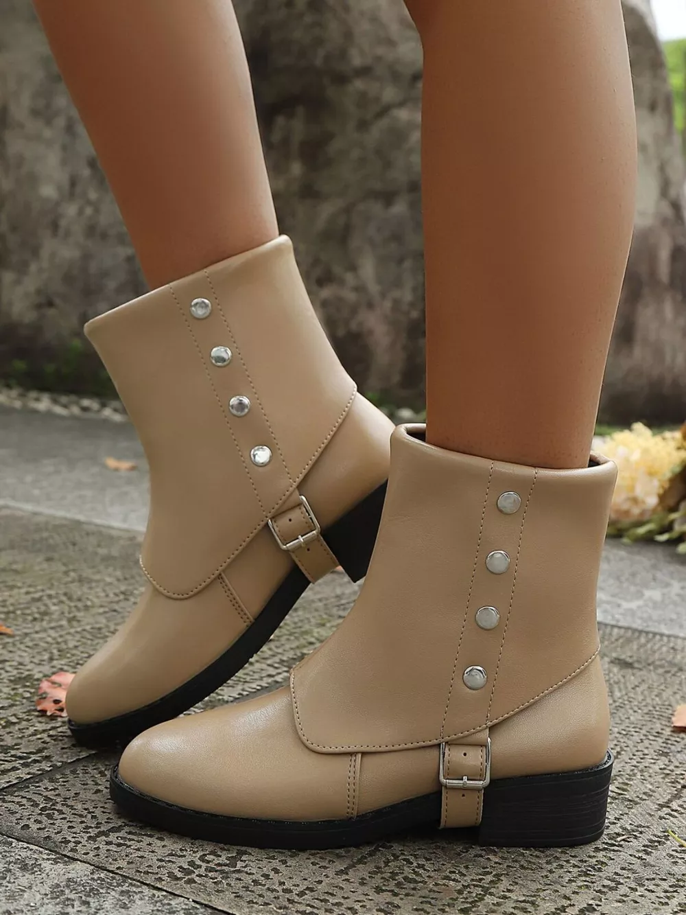 Buckle Block Heels Boots, image 6