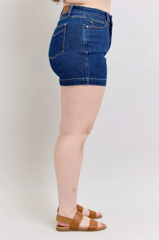 Full Size High Waist Tummy Control Denim Shorts Plus Size, image 4