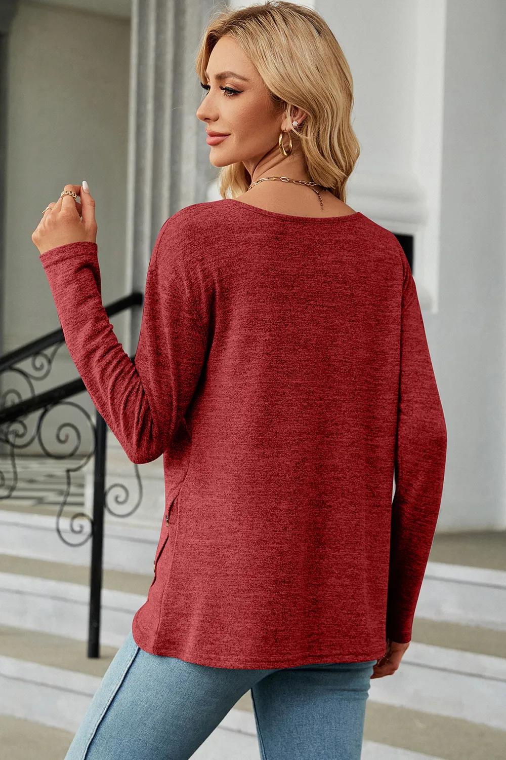 Round Neck Long Sleeve T-Shirt, image 11