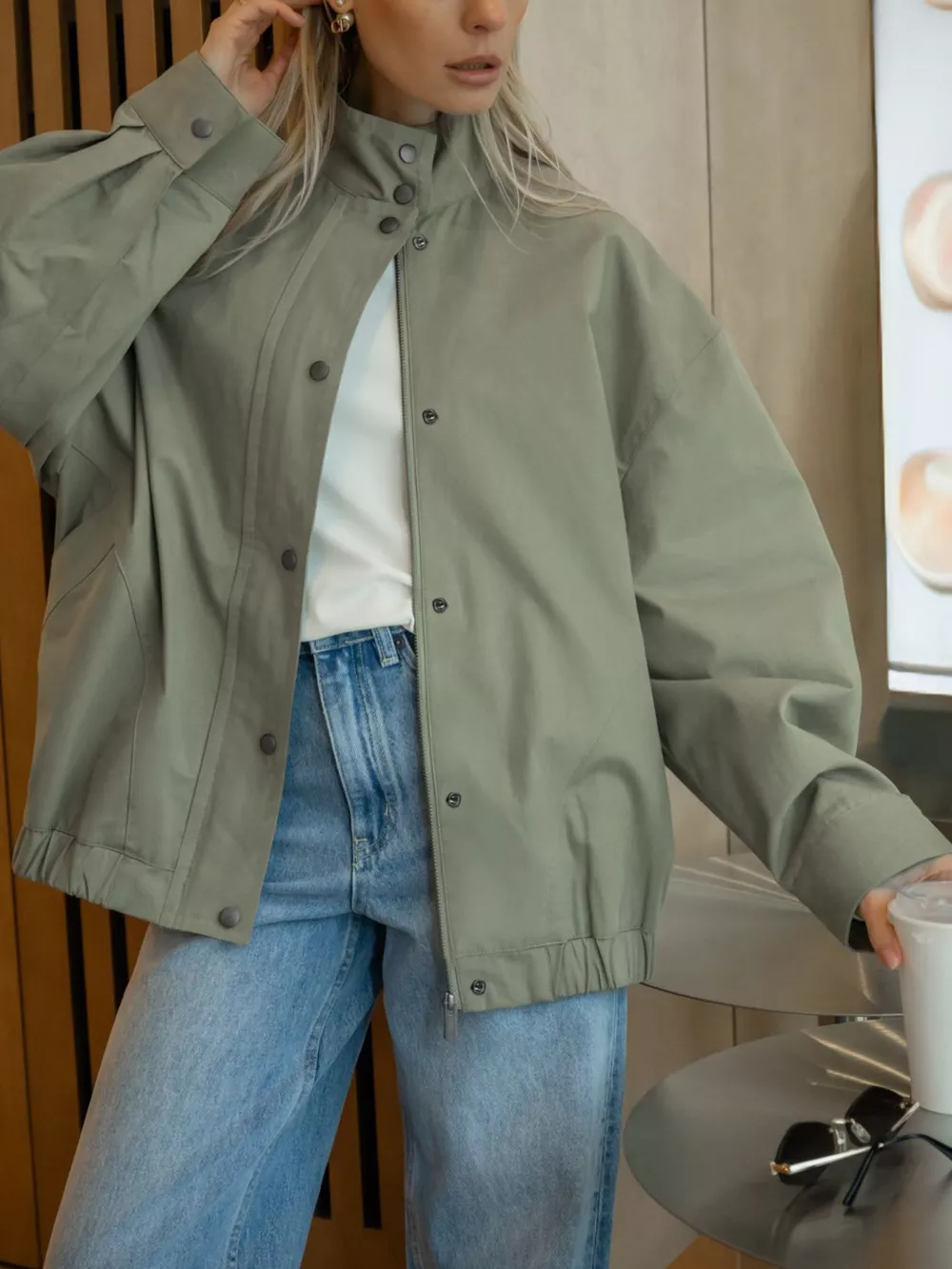Snap Down Dropped Shoulder Jacket, image 12