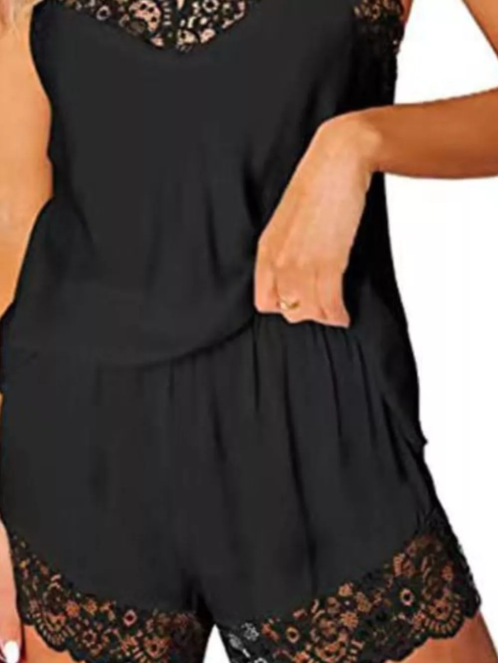 Lace Trim Cami and Shorts Lounge Set, image 15