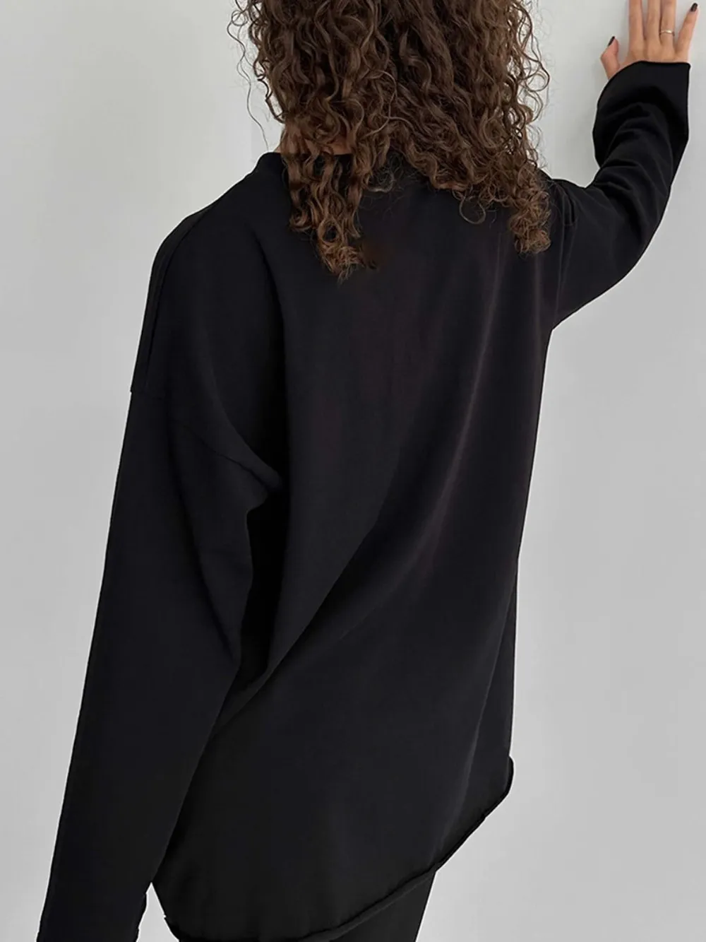 Round Neck Long Sleeve Oversized T-Shirt, image 7