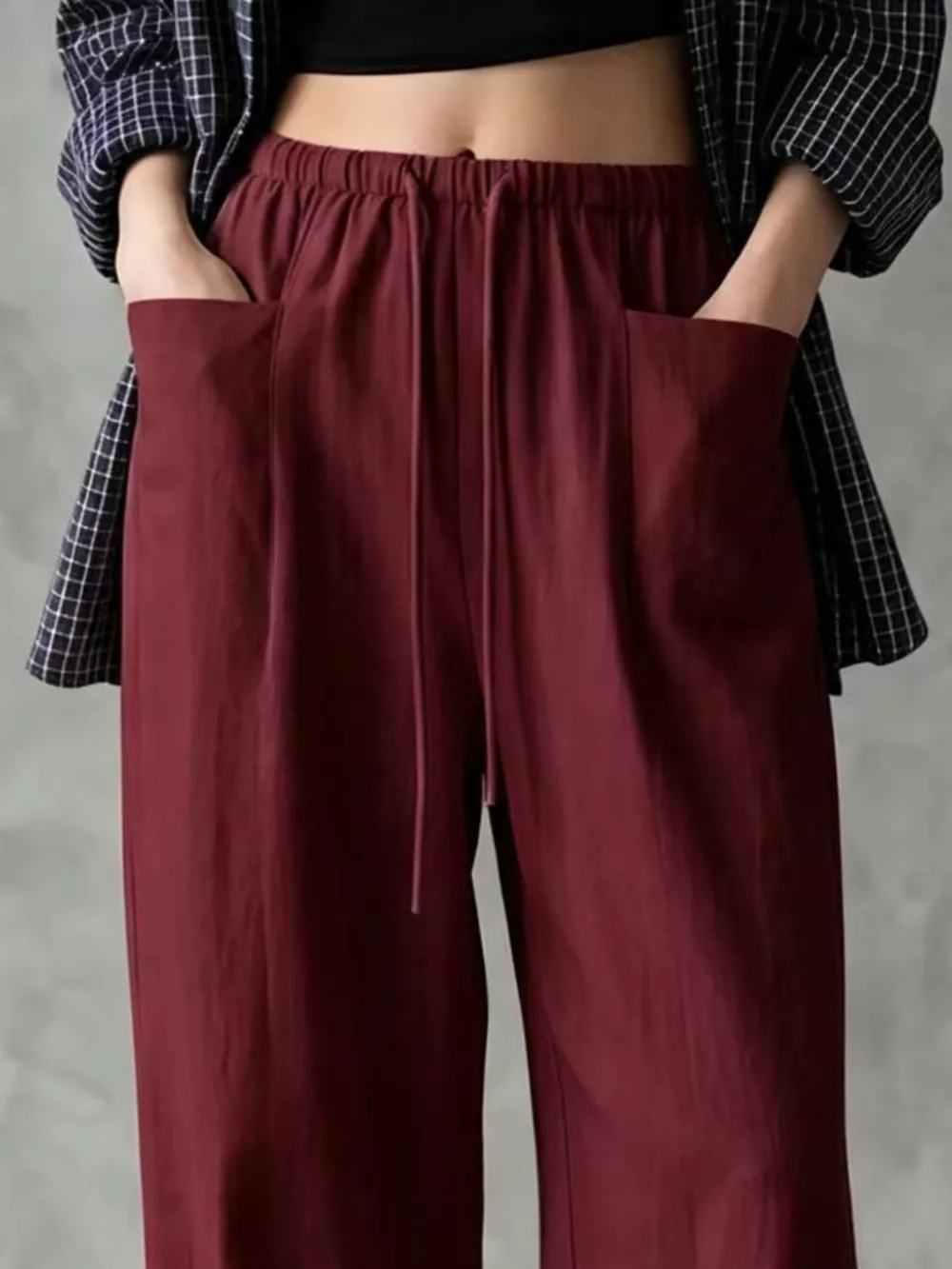 Full Size Drawstring Wide-Leg Casual Pants Plus Size, image 17