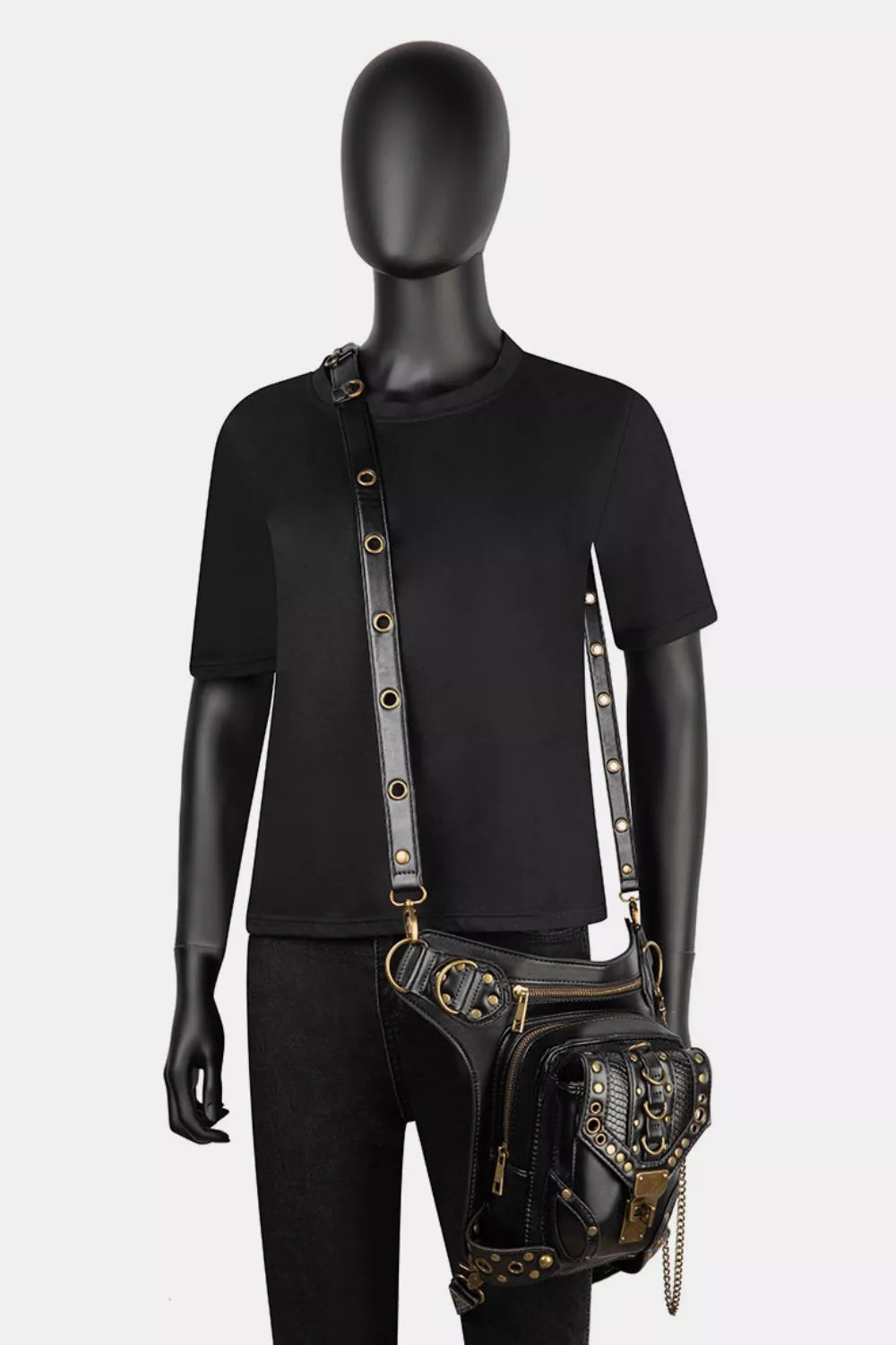 Steampunk Rivet Decor Multipurpose Crossbody Bag, image 6