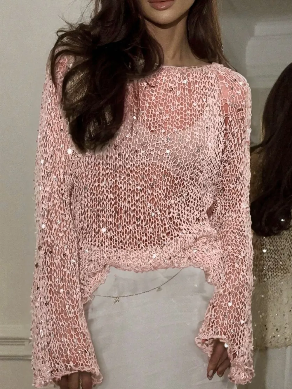 Sequin Embellished Knit Cover Up, image 13