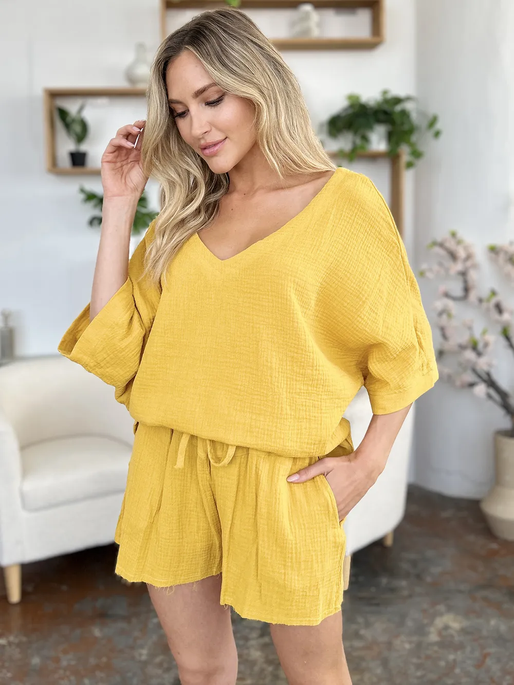 Texture Half Sleeve T-Shirt and Drawstring Shorts Set, image 7