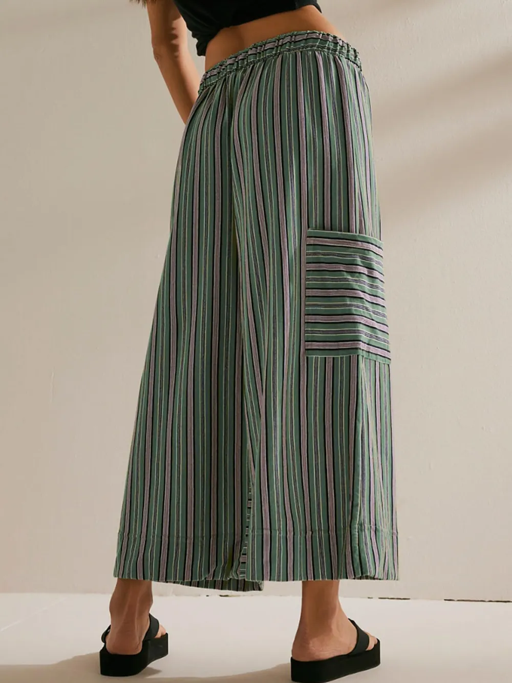 Contrast Striped Wide leg Pants, image 4