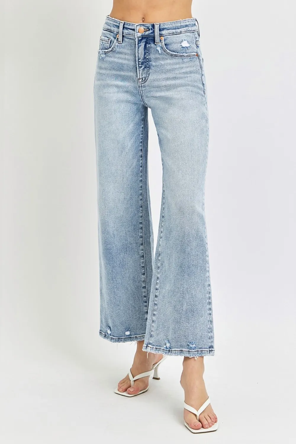 Full Size Tummy Control High Rise Crop Wide Leg Jeans, image 4