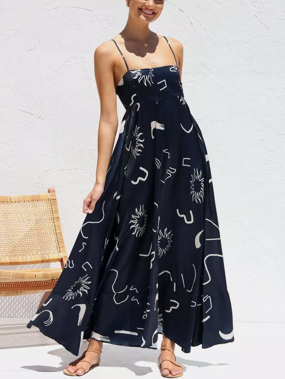 Printed Spaghetti Strap Maxi Dress, image 2