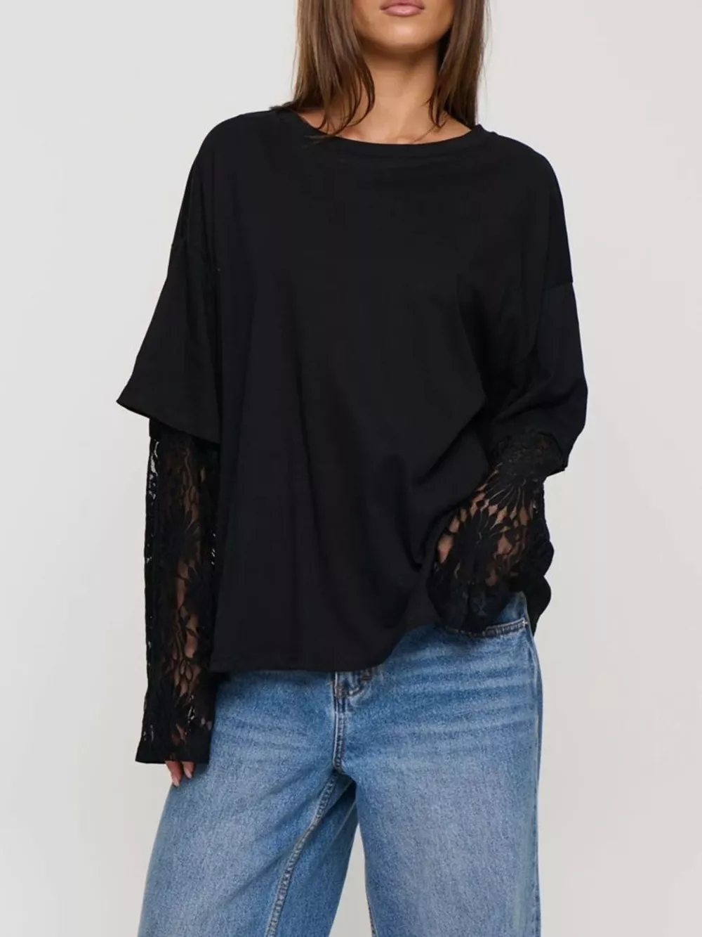 Layered Lace-Sleeve T-Shirt, image 8