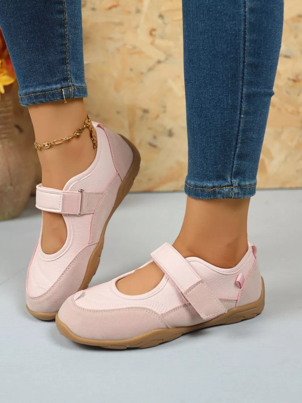 Round Toe Flats Velcro Strap Loafers, image 3