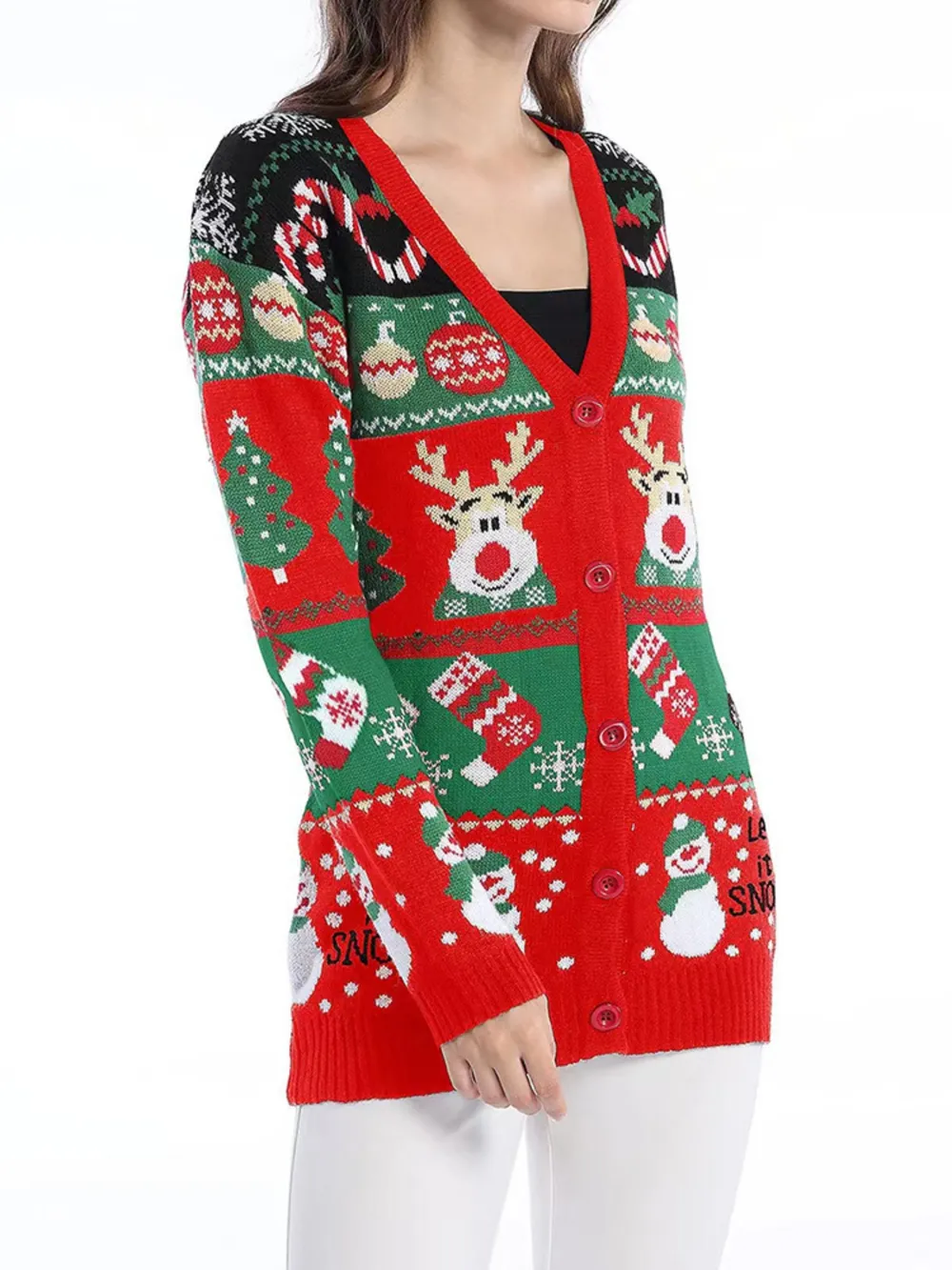 Reindeer Button Up Long Sleeve Cardigan, image 8