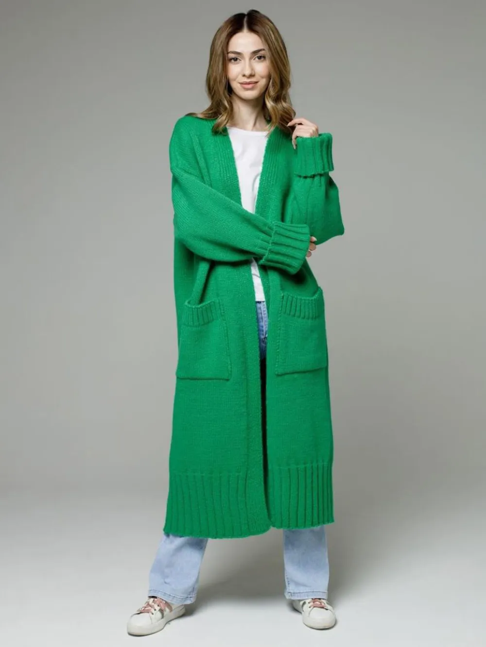 Pocketed Open Front Dropped Shoulder Cardigan, image 9