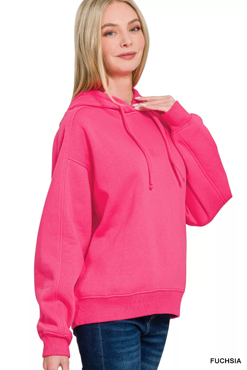 Drawstring Relaxed Fit Fleece Hoodie, image 2
