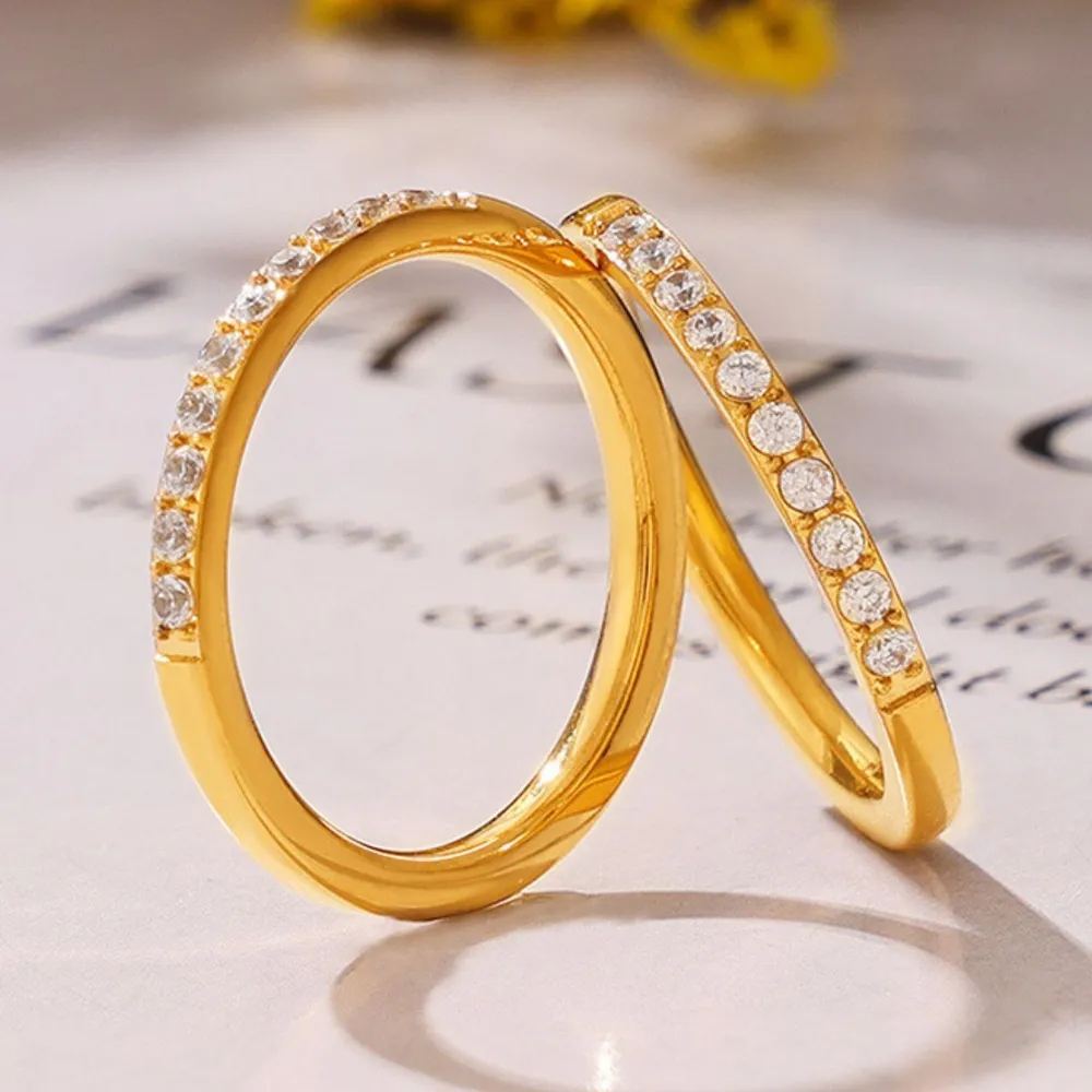 Titanium Steel Inlaid Zircon Ring, image 3
