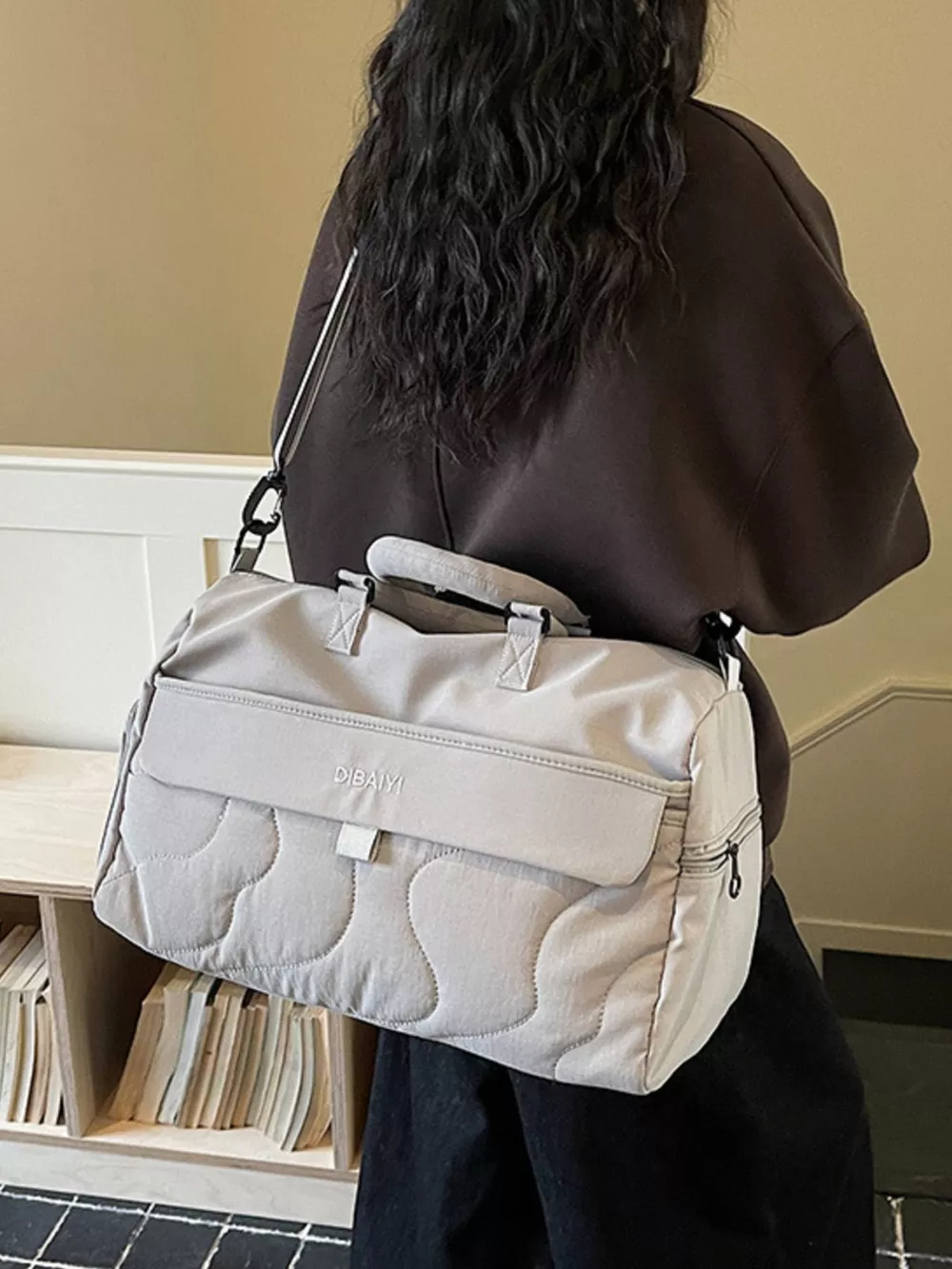 Quilted Duffel Bag with Adjustable Strap, image 5