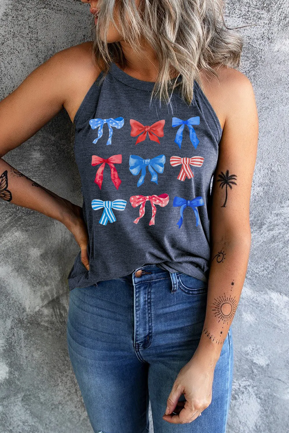 Bow Graphic Round Neck Tank, image 2