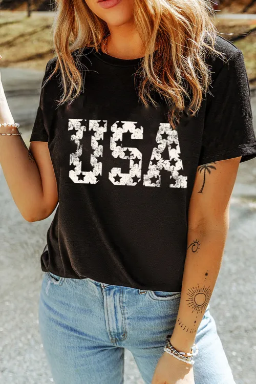 USA Round Neck Short Sleeve T-Shirt, image 2