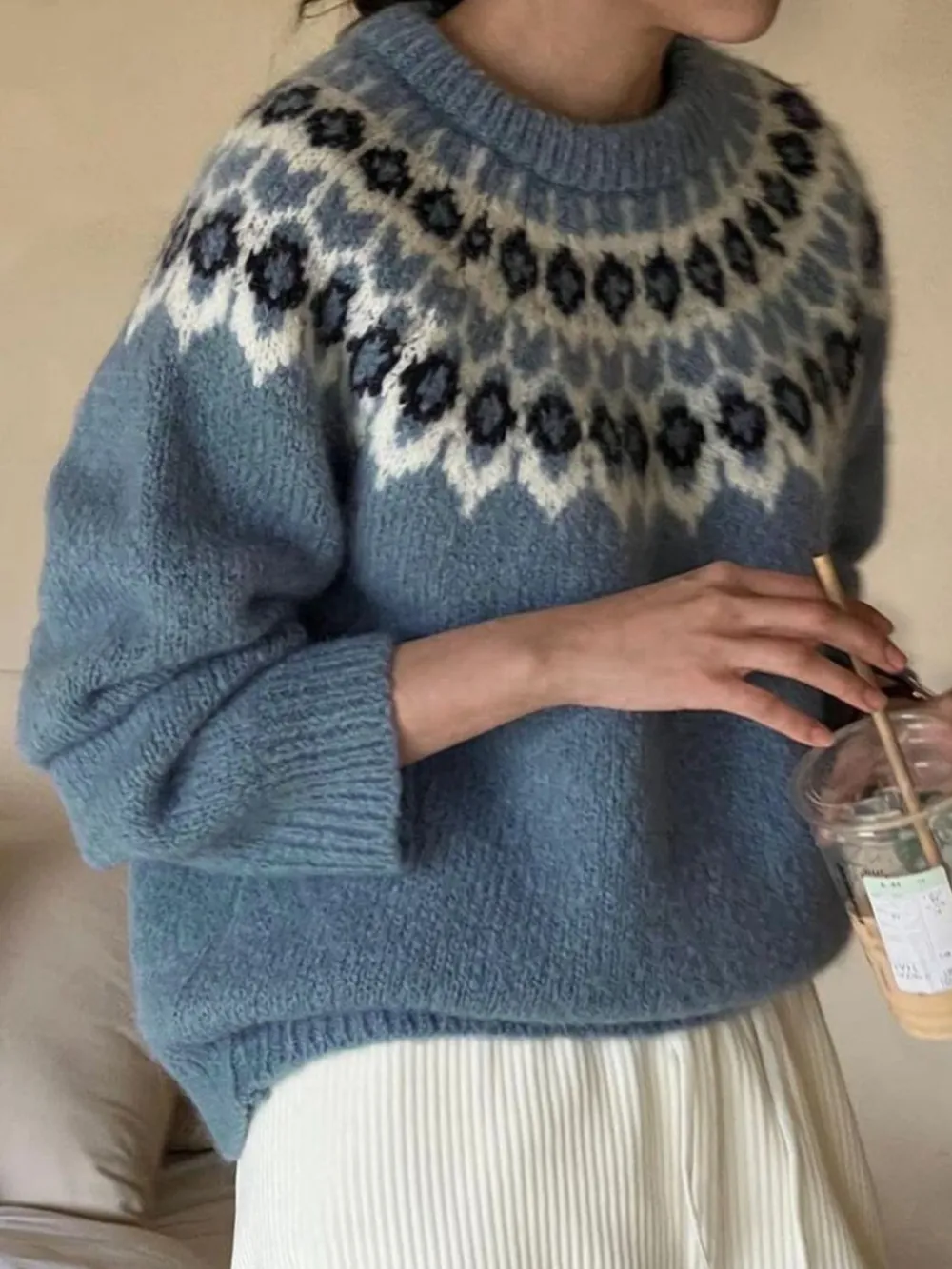 Round Neck Long Sleeve Sweater, image 3