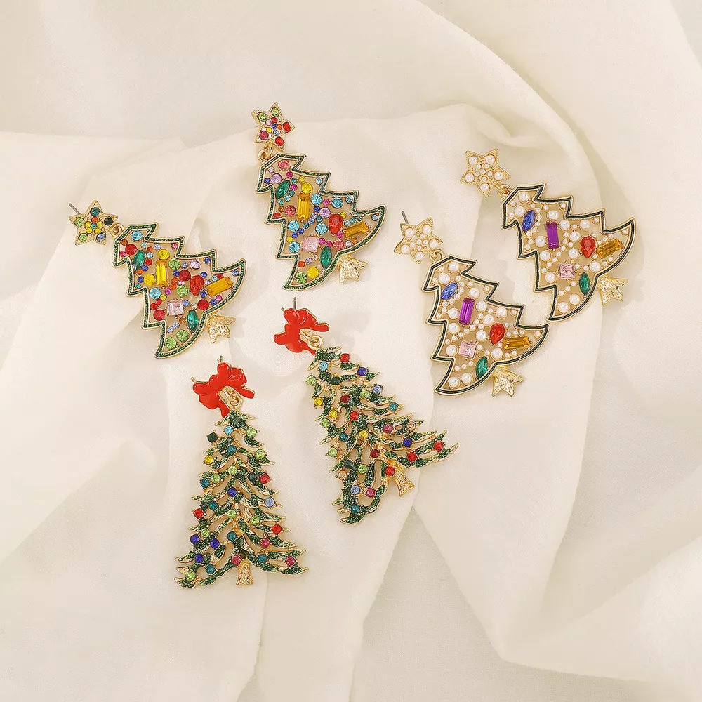 Christmas Tree Dangle Earrings, image 2