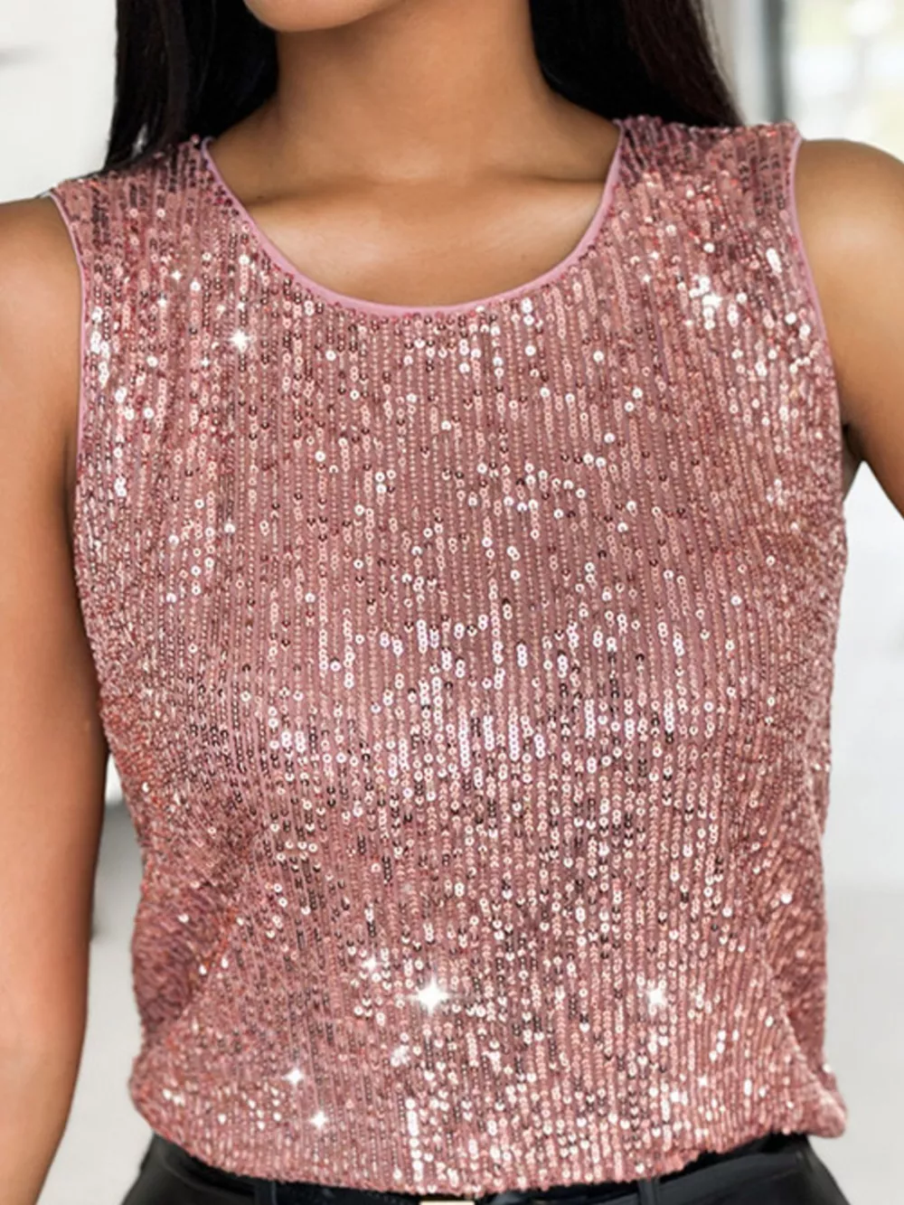 Sequin Round Neck Tank Top, image 3