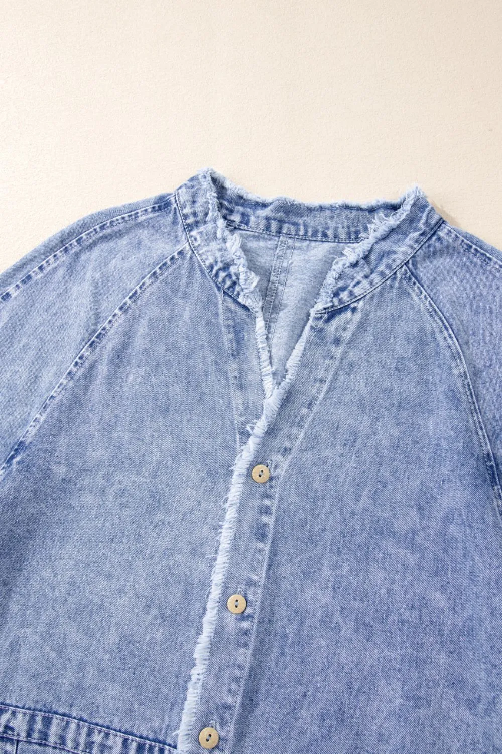 Raw Hem Button Down Long Sleeve Denim Dress, image 5