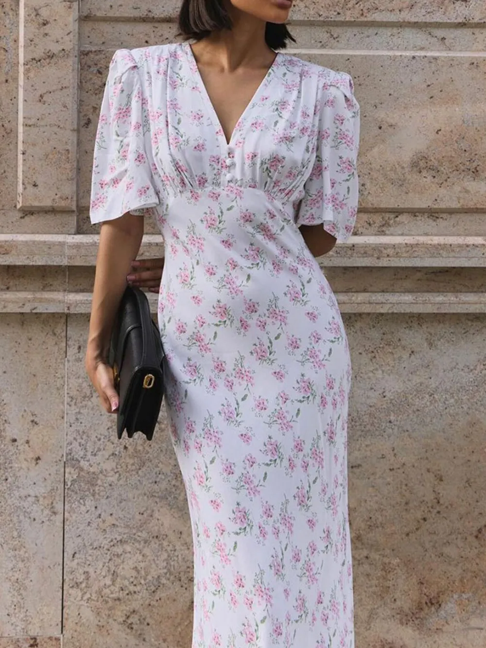 Floral Print Short Sleeve Dress