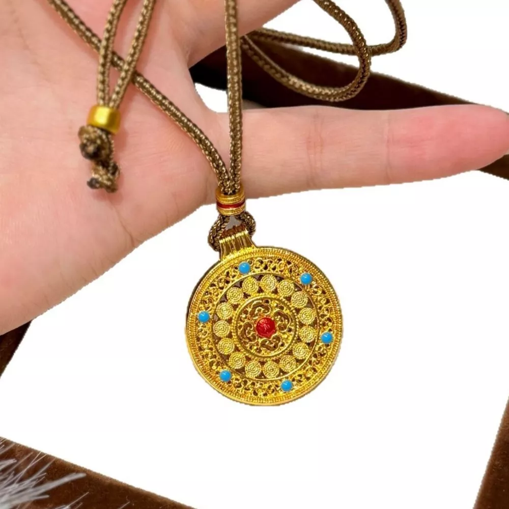 18K Gold-Plated Round Pendant Necklace, image 6
