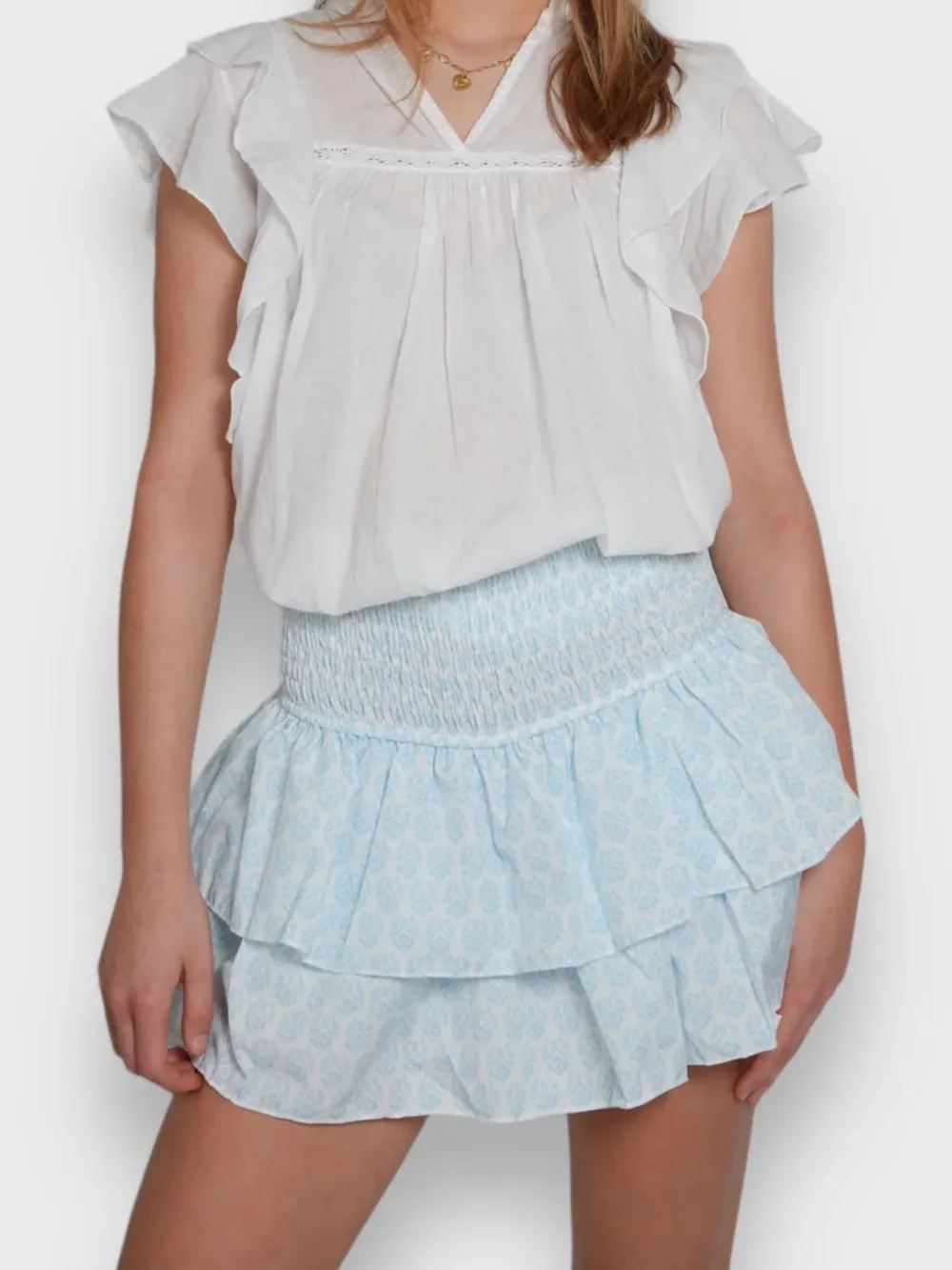 Smocked Wideband Waist Layered Mini Skirt, image 9
