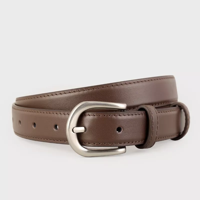 Classic Leather Belt with Silver Buckle, image 4